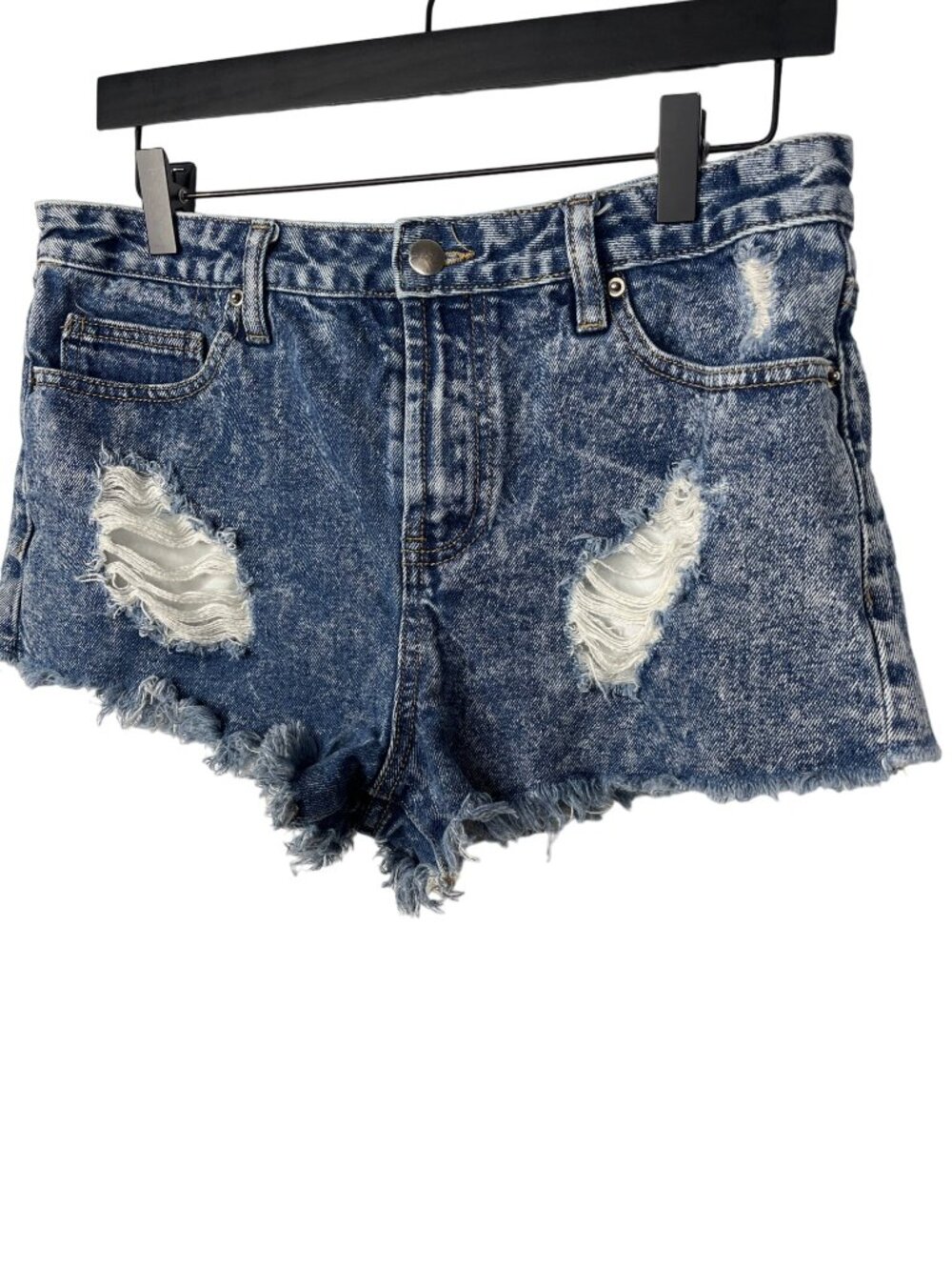 Forever 21 Denim Shorts Womens 28 High Rise Distressed Raw Hem Cutoff Y2K
